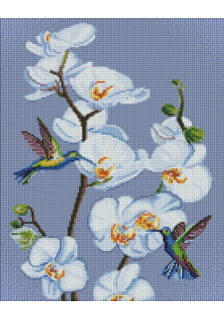 Diamentowa mozaika - Kwitnące orchidee 40x50cm