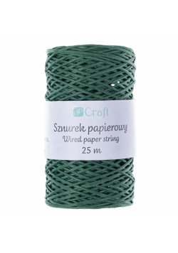 Sznurek papierowy z drucikiem zielony 25 m