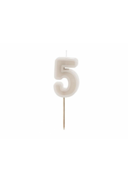 Świeczka urodzinowa 5 beż 6cm