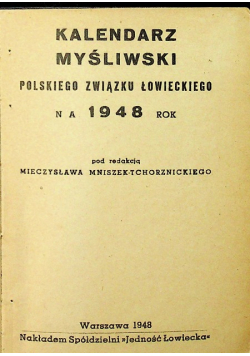Kalendarz myśliwski na  rok 1948 1948 r.