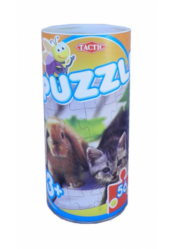 Puzzle w puszce 56 elementów Królik i kot
