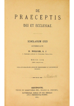 De praeceptis dei et ecclesiae Tom II 1911 r.
