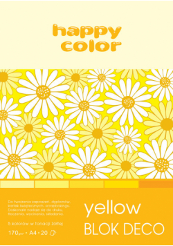 Blok Deco Yellow A4, 5 kolorów tonacja żółta 5 sztuk