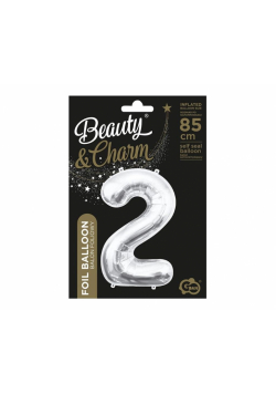 Balon foliowy B&C cyfra 2 srebrna 85cm