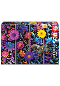 Puzzle 500 Kwiaty i motyl G3
