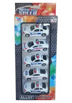 Autka metalowe Policja 1:50 5 sztuk