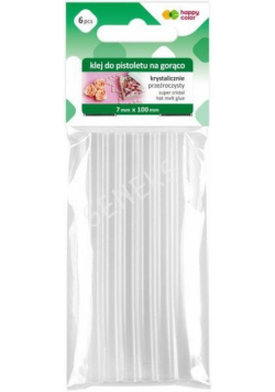 Klej do pistoletu na gorąco Happy Color krystalicznie przezroczysty 7mm x 100mm 6 szt.
