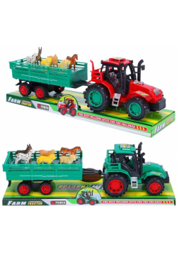 Traktor z przyczepą i zwierzętami MIX