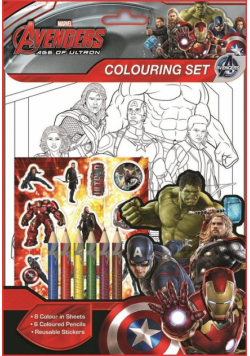 Zestaw kolorowanek z naklejkami i kredkami. Avengers II