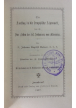 Das leben des Johannes von Alvernia ,1897r.