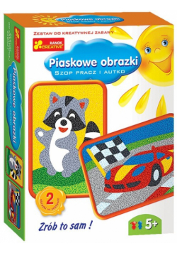 Piaskowe obrazki Szop pracz i autko