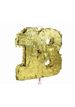 Piniata cyfra 18 metaliczna złota 50x40.5x8cm