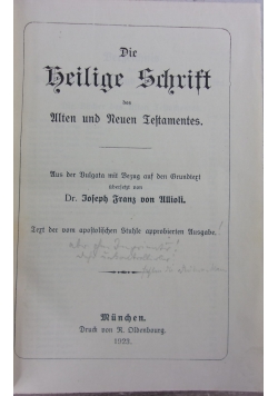 Die heilige Schrift, 1923