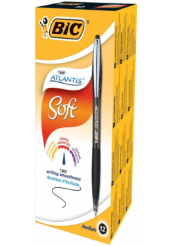 Długopis Atlantis Soft czarny pudełko 12 sztuk