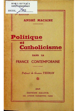 Politique et catholicisme 1945 r.