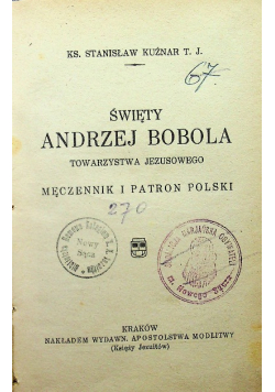 Święty Andrzej Bobola 1937 r.