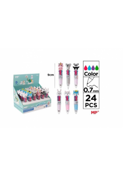 Długopis mini 4-kolorowy 0.7mm Zwierzątka (24szt)