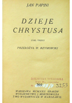 Dzieje Chrystusa cykl trzeci 1922 r.