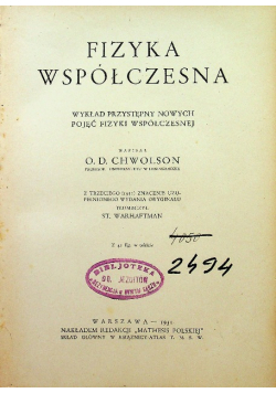 Fizyka współczesna 1931 r.