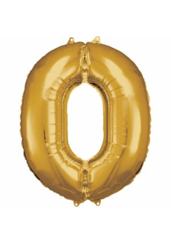 Balon foliowy cyfra 0 złota 70x86cm
