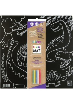 Mata czarna + kreda Dinozaury Funny Mat STRIGO