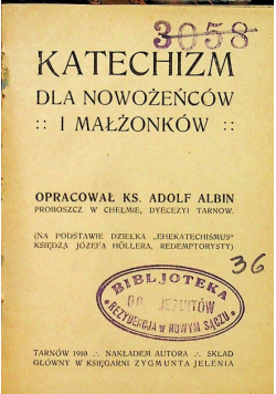 Katechizm dla nowożeńców i małżonków 1909 r.
