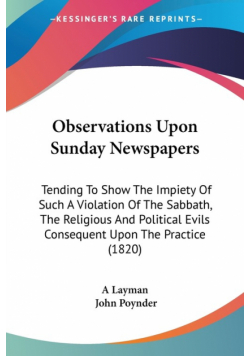 Observations Upon Sunday Newspapers