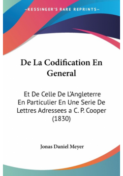 De La Codification En General