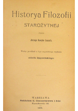 Historia filozofii starożytnej 1906 r.