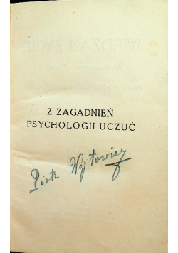 Z zagadnień psychologii uczuć 1912 r.