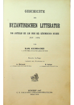 Geschichte der byzantinischen Literatur 1897 r.