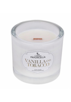 Świeczka sojowa Vanilla and Tabacco biała 170g
