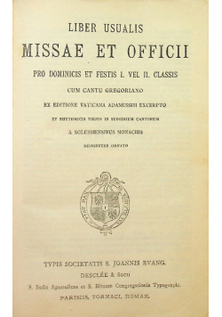 Liber Usualis Missae et Officii pro Dominicis et Festis ok 1937 r.