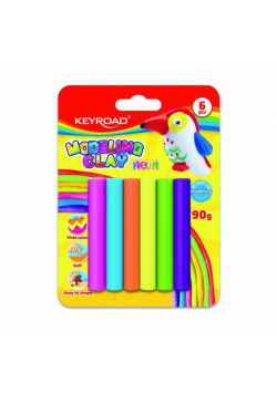 Plastelina okrągła KEYROAD neon 6 kolorów blister