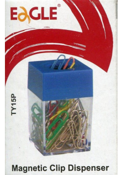 Pojemnik magnetyczny na spinacze niebieski ze spinaczami