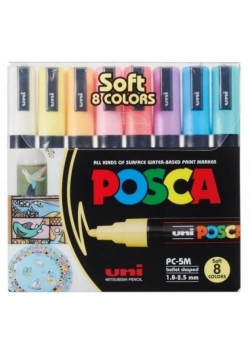 Markery pastelowe PC-5M Soft 8 kolorów POSCA UNI