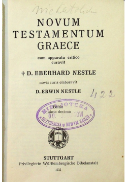 Novum testamentum graece cum apparatu 1932 r.