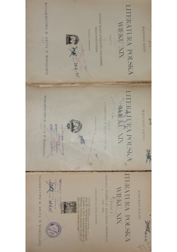 Literatura Polska wieku XIX , zestaw 3 książek