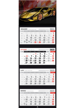 Kalendarz 2025 czterodzielny premium Super Car KT4-V.19