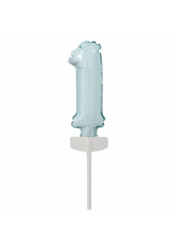 Balon foliowy mini cyfra 1 pastel niebieska 4x12cm