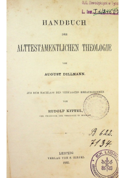 Handbuch der Alttestamentlichen theologe  1895 r