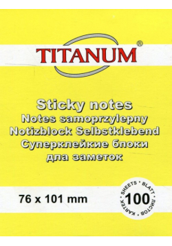 Notes samoprzylepny 76x101 mm żółty