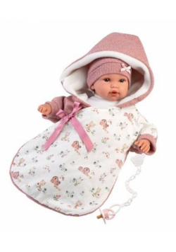 Lalka bobas płacząca w różowym śpiworku 36cm