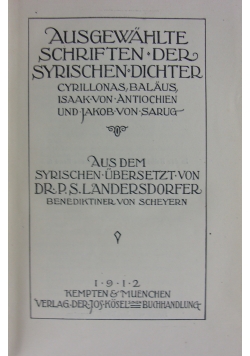 Ausgewahlte schriften der syrischen dichter , 1912r.