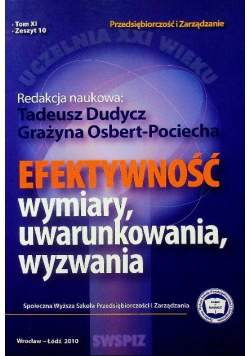 Efektywność Wymiary uwarunkowania wyzwania
