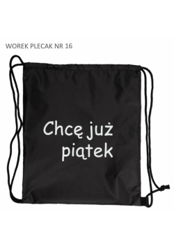 Worek plecak czarny Chcę już piątek