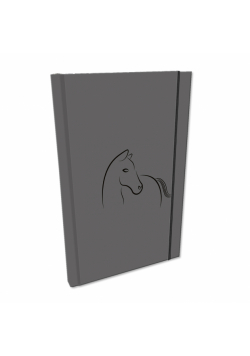 Notes A5 z gumką kratka soft touch koń szary BB230026