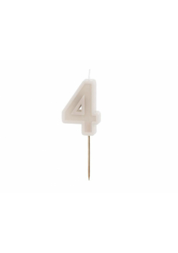 Świeczka urodzinowa 4 beż 6cm