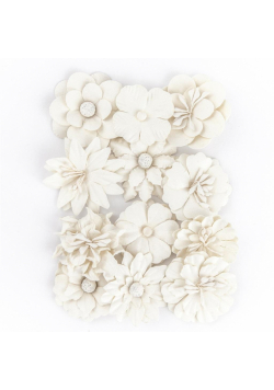 Kwiaty papierowe gotowe białe 4 cm 12szt