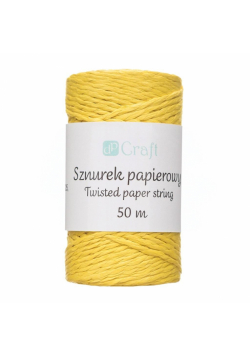 Sznurek papierowy skręcany 50m żółty